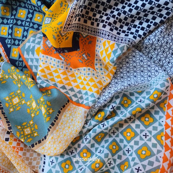 Mosaic Tile Scarf Large Square Silk Modal Boho - Picture 14 of 14